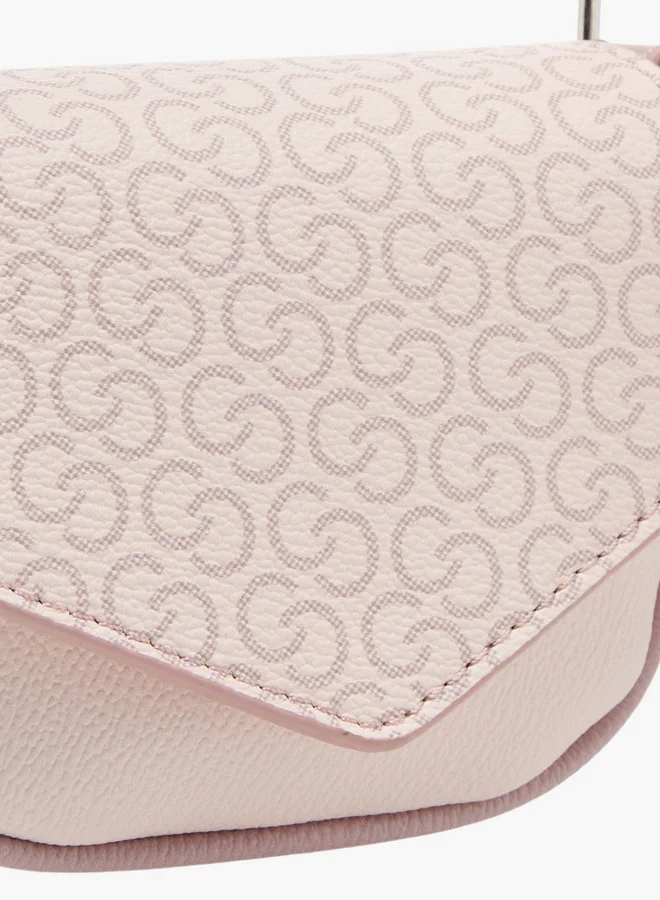 سيليست Girls Monogram Print Crossbody Bag with Adjustable Strap and Flap Button Closure