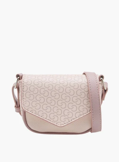 سيليست Girls Monogram Print Crossbody Bag with Adjustable Strap and Flap Button Closure