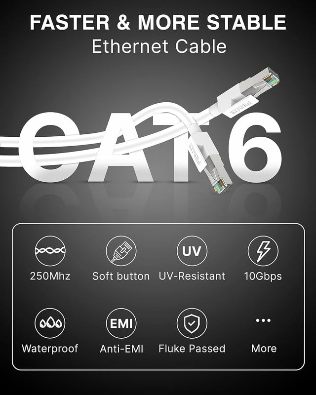 FEDUS 10 Meter Cat6 Heavy Duty Outdoor Cable Weatherproof/UV Resistant 10000mbps Ethernet Cable Suitable for Direct Burial Installations cat6 Ethernet Patch Cable LAN Cable Internet Network Cord - Image 3
