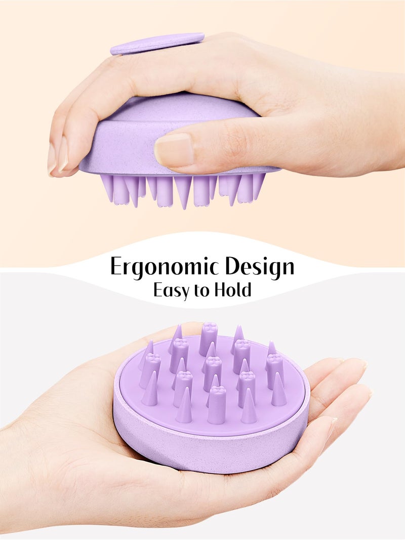 HEETA Hair Scalp Massager for Hair Growth, Shampoo Brush, Scalp Scrubber Exfoliator with Soft Silicone Bristles for Dandruff Removal to Relieve Stress, Wet Dry Use Updated Material, Purple - Image 3
