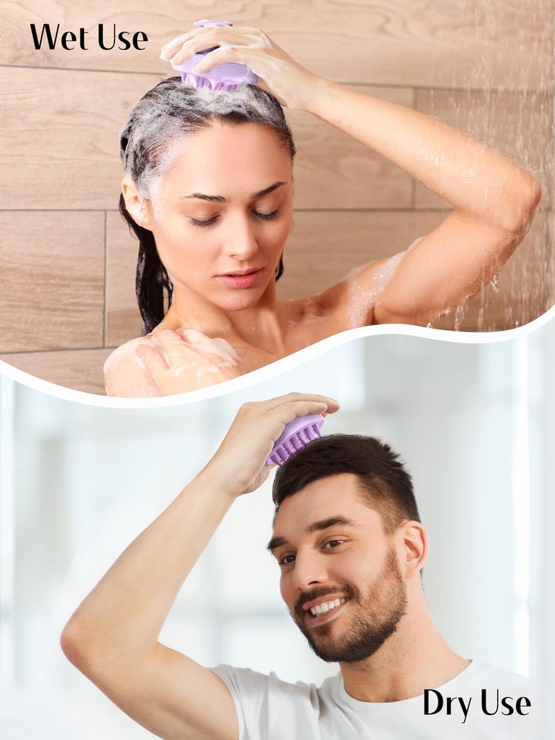 HEETA Hair Scalp Massager for Hair Growth, Shampoo Brush, Scalp Scrubber Exfoliator with Soft Silicone Bristles for Dandruff Removal to Relieve Stress, Wet Dry Use Updated Material, Purple - Image 4