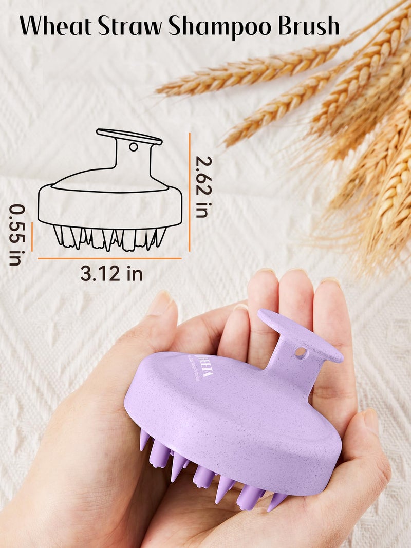 HEETA Hair Scalp Massager for Hair Growth, Shampoo Brush, Scalp Scrubber Exfoliator with Soft Silicone Bristles for Dandruff Removal to Relieve Stress, Wet Dry Use Updated Material, Purple - Image 5