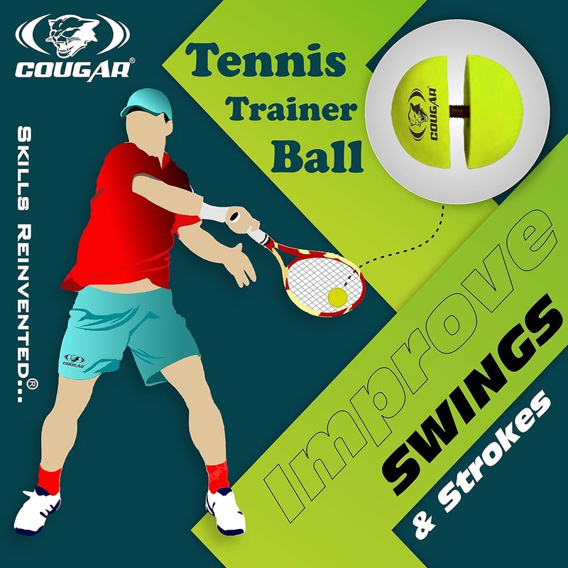 Cougar Rubber Tennis Trainer Ball Practice Single Self-Study Training Ball (Multi-Color, Standard Size) - Image 2