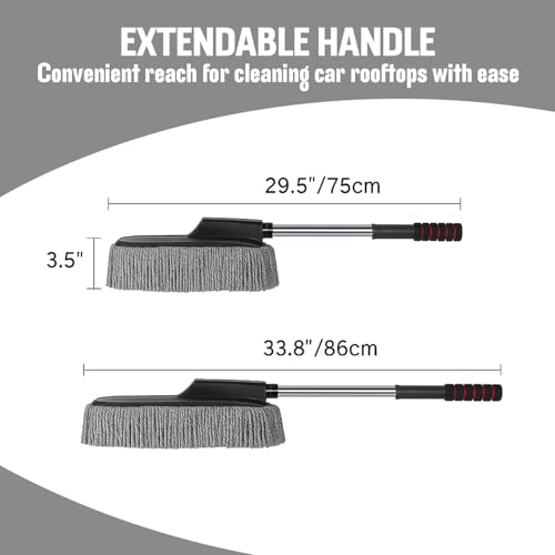 Maxoshine Microfiber Car Duster Brush with Extendable Handle | Dusting Brush for Interior & Exterior | Scratch-Free Cleaning Microfiber Duster for Car & Home Cleaning (Grey) - Image 3