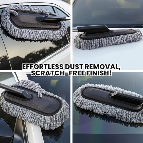 Maxoshine Microfiber Car Duster Brush with Extendable Handle | Dusting Brush for Interior & Exterior | Scratch-Free Cleaning Microfiber Duster for Car & Home Cleaning (Grey) - Image 4