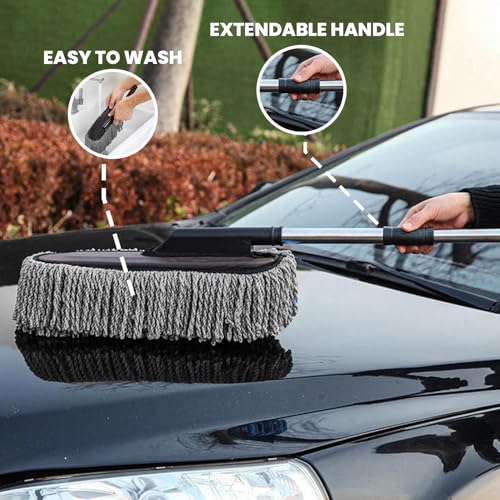 Maxoshine Microfiber Car Duster Brush with Extendable Handle | Dusting Brush for Interior & Exterior | Scratch-Free Cleaning Microfiber Duster for Car & Home Cleaning (Grey) - Image 5