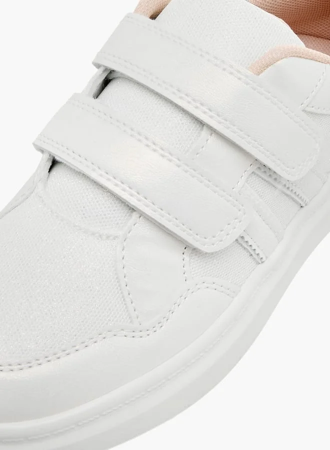 Little Missy Girls Panelled Sneakers with Hook and Loop Closure