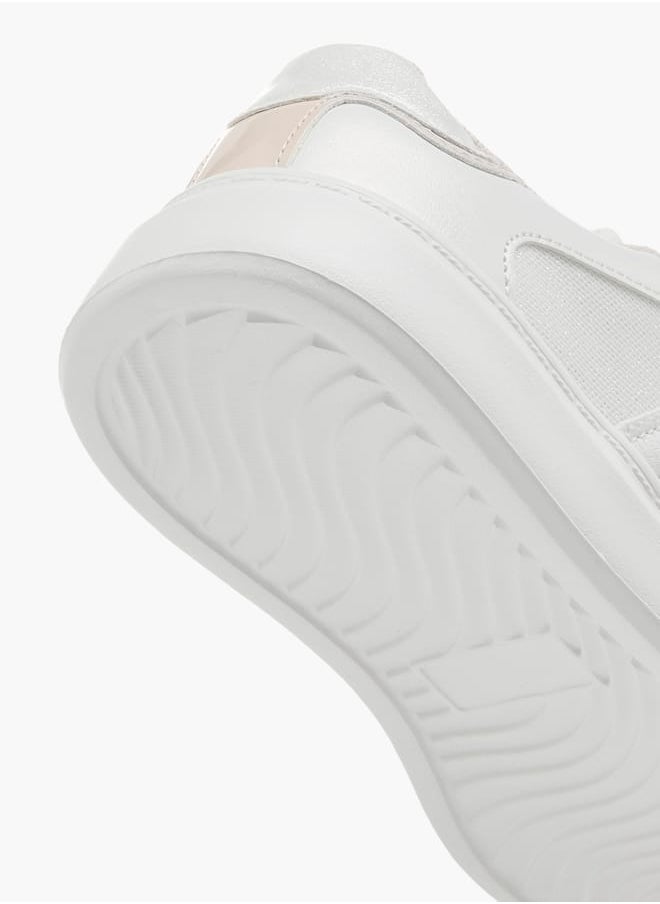 Girls Panelled Sneakers with Hook and Loop Closure