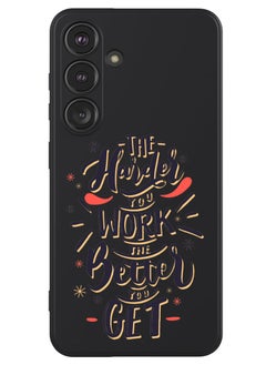 Theodor Protective Slim Fit Case Liquid Silicone Cover with Full Body Protection Anti-Scratch Shockproof Case For Samsung Galaxy S24 Plus (Black) - Harder you work Better you get  - Image 1