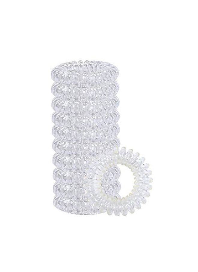 Queenland 20Pcs Transparent Spiral Hair Ties No Crease Hair Coils Elastic Ponytail Holders Spiral Phone Cord Hair Ties Hair Bands Hair Accessory For Women Girls  - Image 1