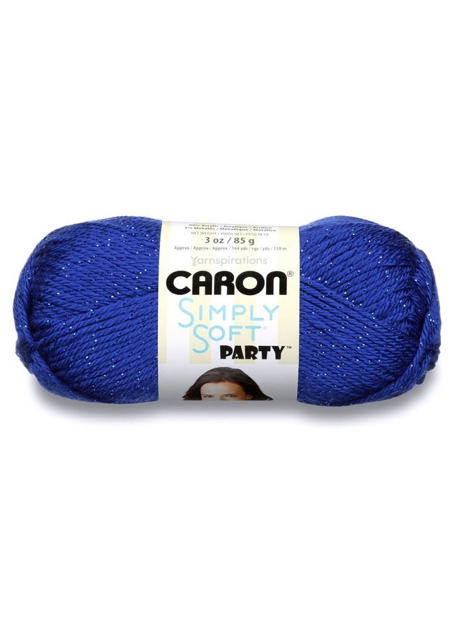 CARON Simply Soft Party Yarn 3 Oz Medium Worsted 4 Gauge Royal For Crochet Knitting & Crafting  - Image 1