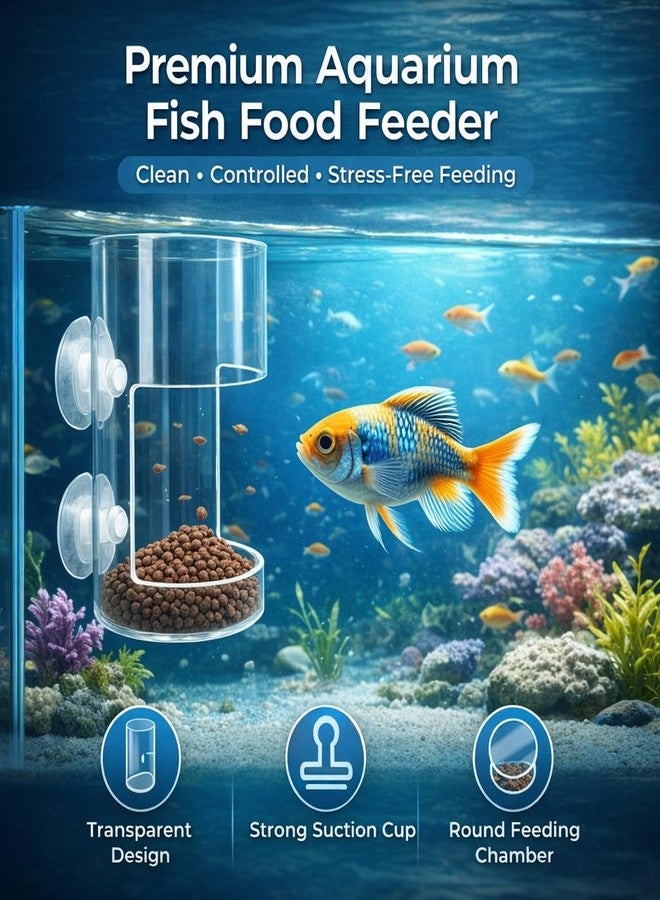 VAYINATO Aquarium Round Feed Chamber with Suction Cup | Transparent Round Feeding Cup | Prevents Food Waste & Keeps Water Clean | Ideal for Betta, Guppy & Community Tanks - Image 2