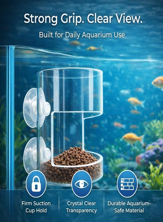 VAYINATO Aquarium Round Feed Chamber with Suction Cup | Transparent Round Feeding Cup | Prevents Food Waste & Keeps Water Clean | Ideal for Betta, Guppy & Community Tanks - Image 4
