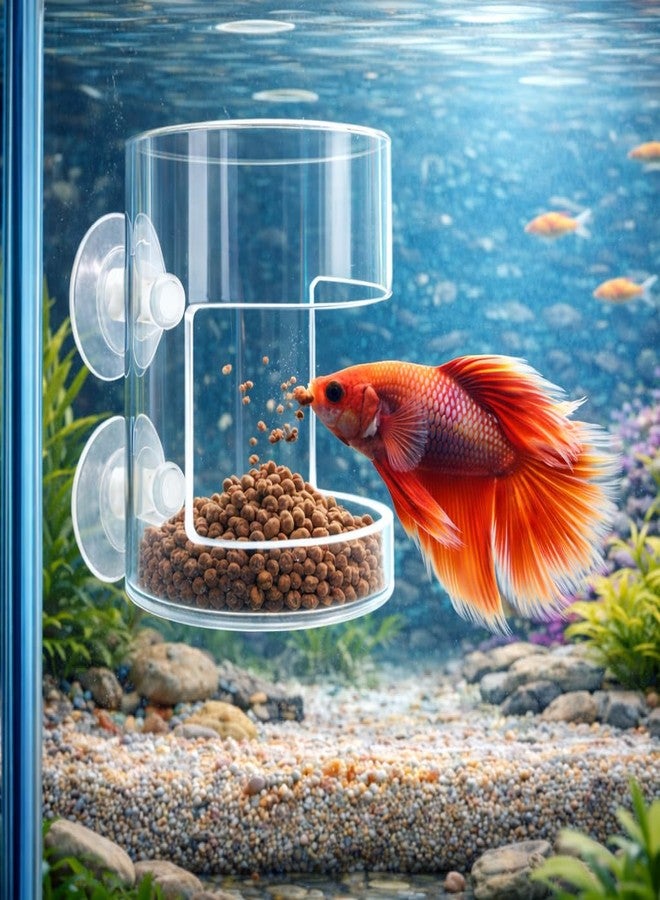 VAYINATO Aquarium Round Feed Chamber with Suction Cup | Transparent Round Feeding Cup | Prevents Food Waste & Keeps Water Clean | Ideal for Betta, Guppy & Community Tanks - Image 1