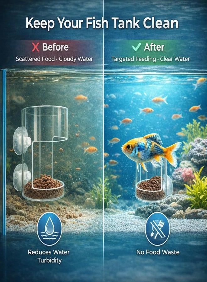 VAYINATO Aquarium Round Feed Chamber with Suction Cup | Transparent Round Feeding Cup | Prevents Food Waste & Keeps Water Clean | Ideal for Betta, Guppy & Community Tanks - Image 3
