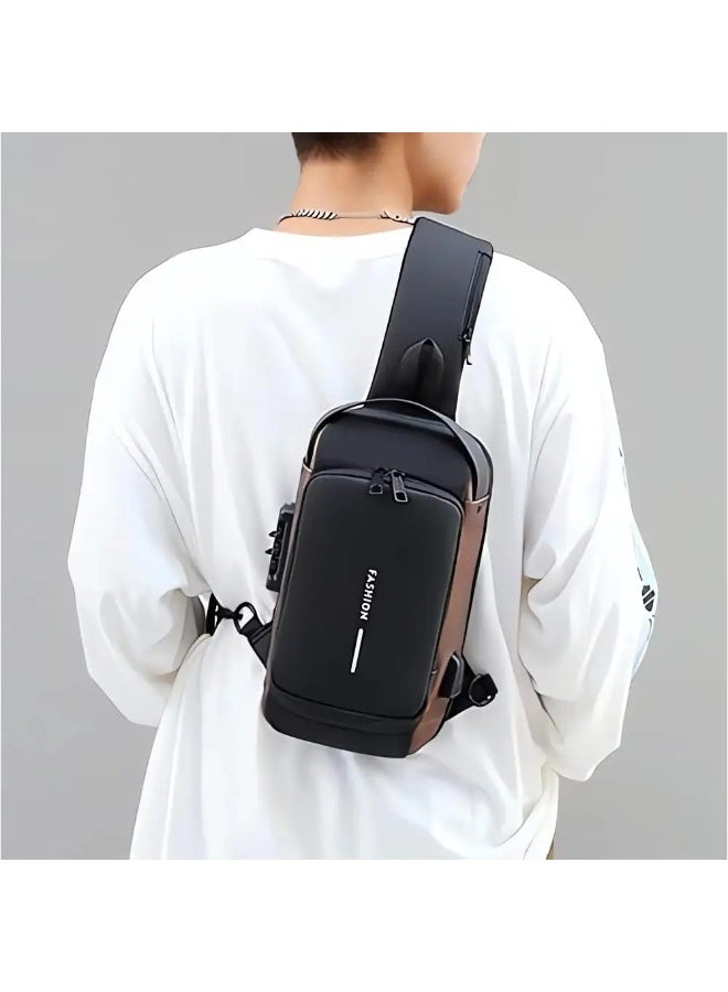 شنطة كتف مضادة للسرقة مع شحن USB دينزوز - أسود - Image 1