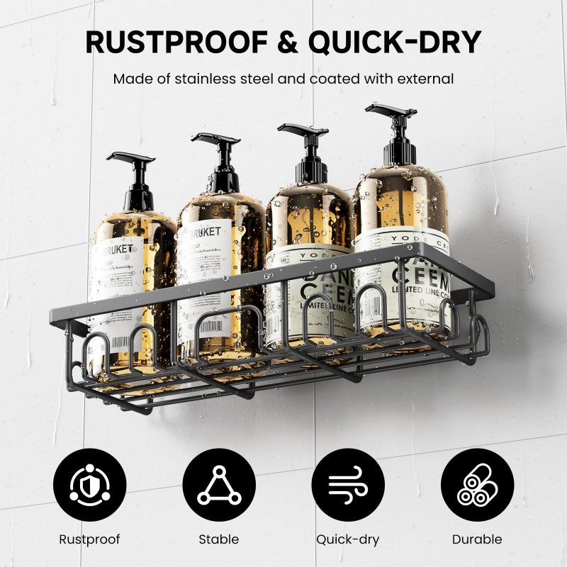 Deyhoc Shower Caddy, 3 Pack Shower Shelves for Inside Bathroom, Rustproof Adhesive Bathroom Organizer with Soap Holder, No Drilling Washroom Organizers and Storage for Bathtub Room/Kitchen/Home, Grey - Image 3