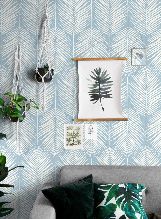 NextWall Palm Silhouette Coastal Peel and Stick Wallpaper (Hampton Blue) - Image 4