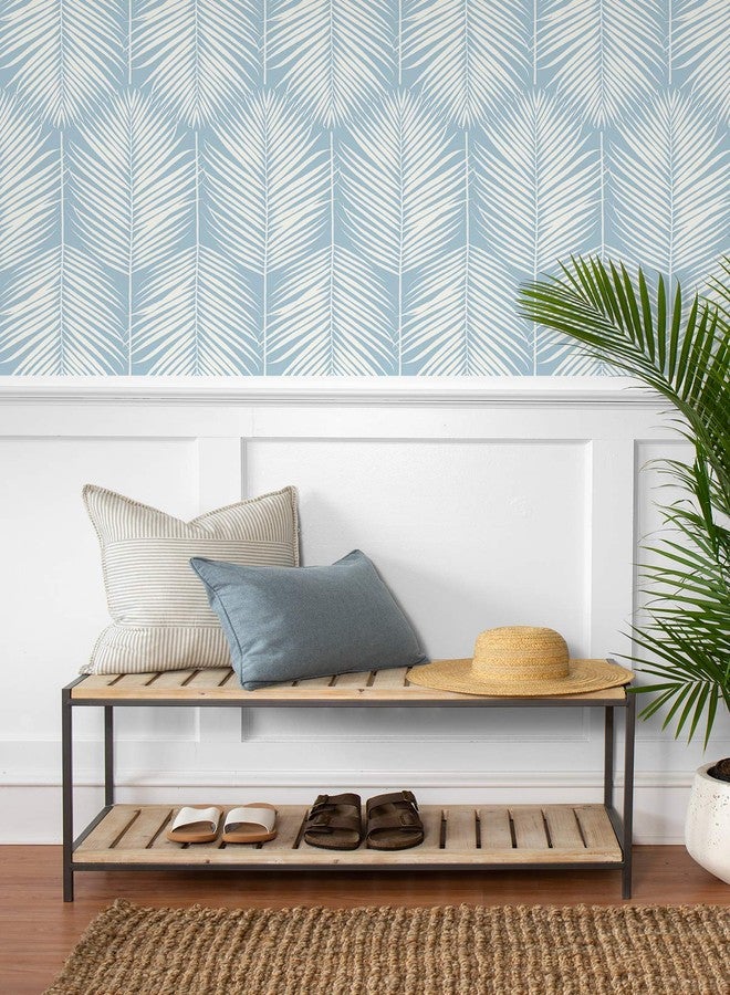 NextWall Palm Silhouette Coastal Peel and Stick Wallpaper (Hampton Blue) - Image 3