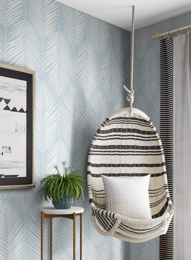 NextWall Palm Silhouette Coastal Peel and Stick Wallpaper (Hampton Blue) - Image 5