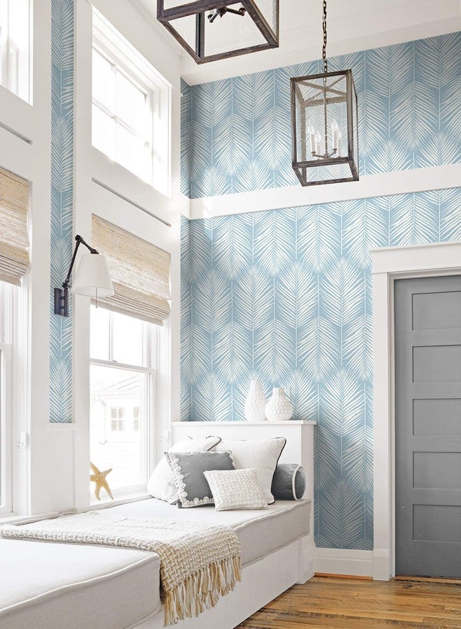NextWall Palm Silhouette Coastal Peel and Stick Wallpaper (Hampton Blue) - Image 2