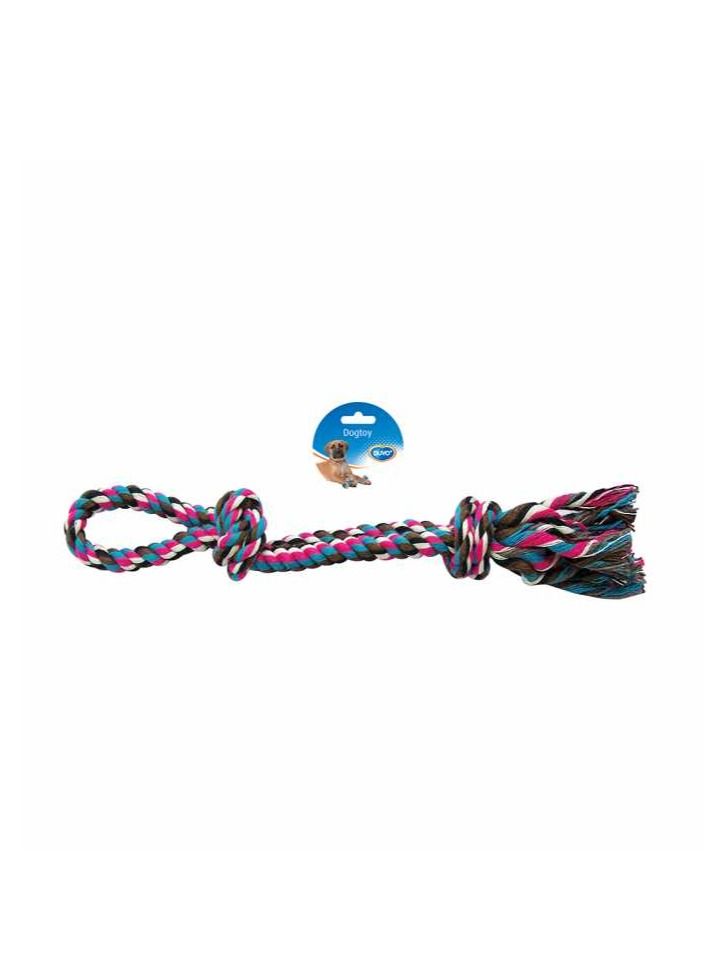 Dog  Tug Toy Knotted Cotton 2 Knots Double Loop 50cm