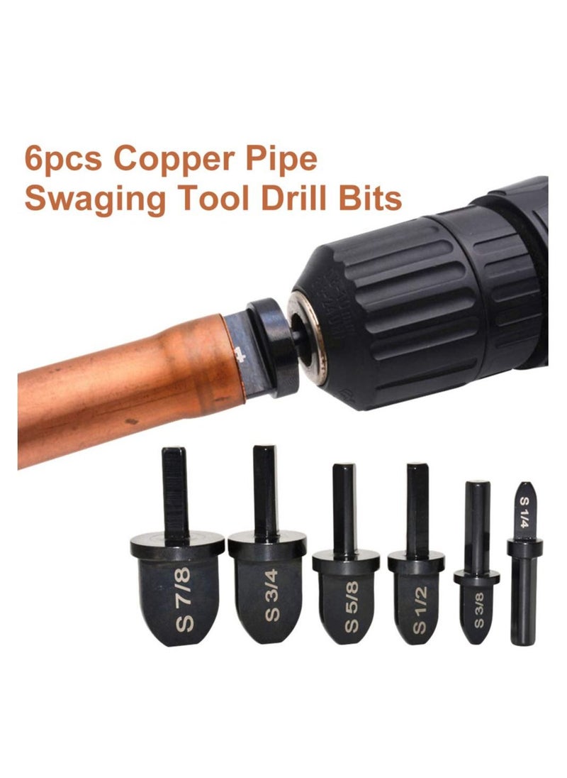 DEFAONS - Defaons Swaging Tool Drill Bit Set, 6Pcs Portable Copper Pipe Swaging Tool Drill Bits Set with 7/8", 3/4", 5/8", 1/2", 3/8", 1/4" - Image 1