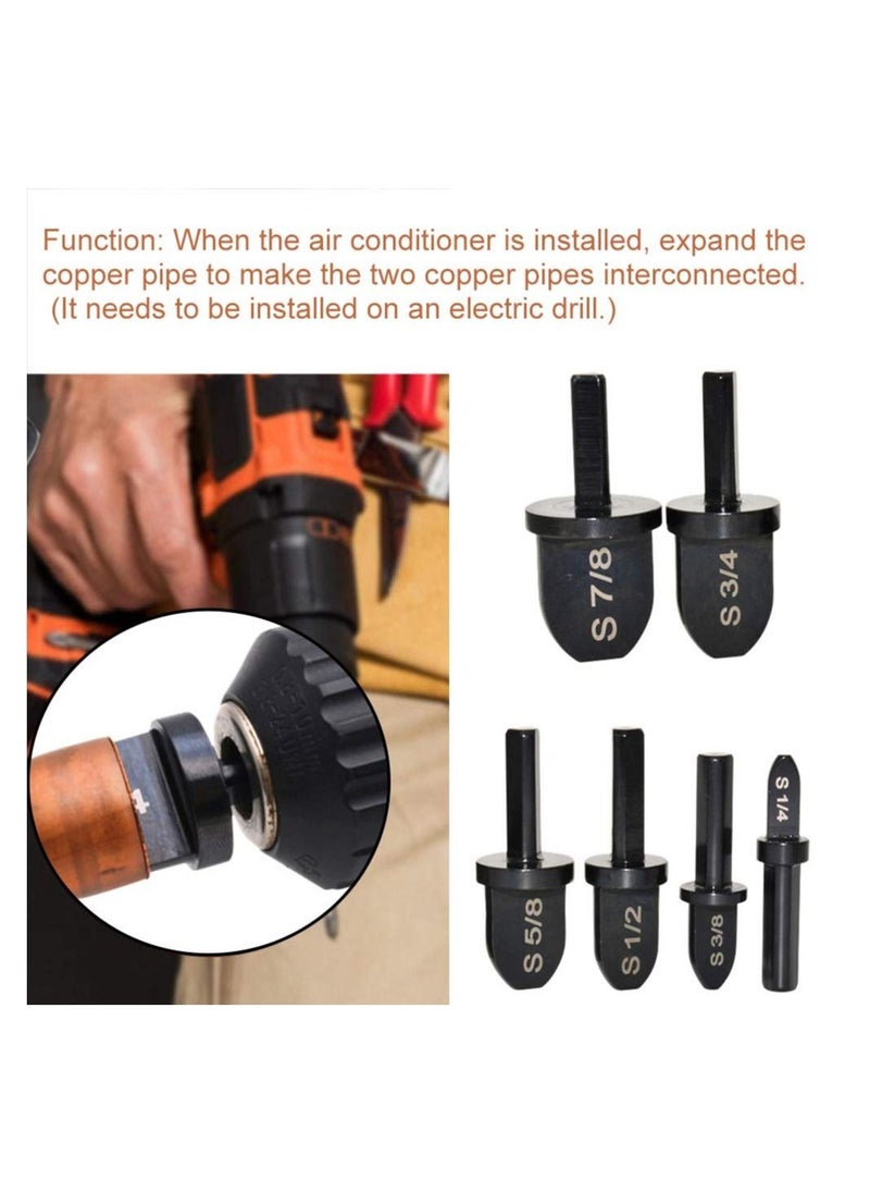 DEFAONS - Defaons Swaging Tool Drill Bit Set, 6Pcs Portable Copper Pipe Swaging Tool Drill Bits Set with 7/8", 3/4", 5/8", 1/2", 3/8", 1/4" - Image 1