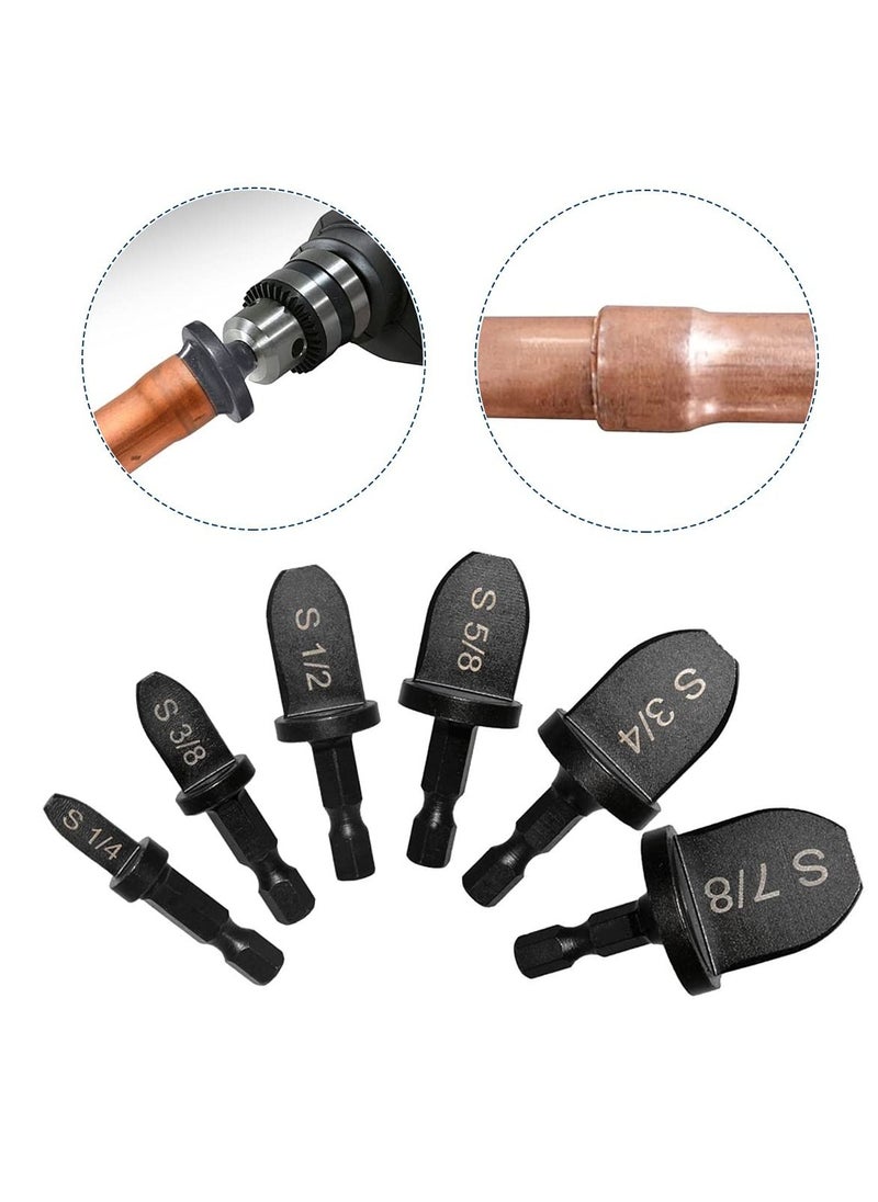 DEFAONS - Defaons Swaging Tool Drill Bit Set, 6Pcs Portable Copper Pipe Swaging Tool Drill Bits Set with 7/8", 3/4", 5/8", 1/2", 3/8", 1/4" - Image 1
