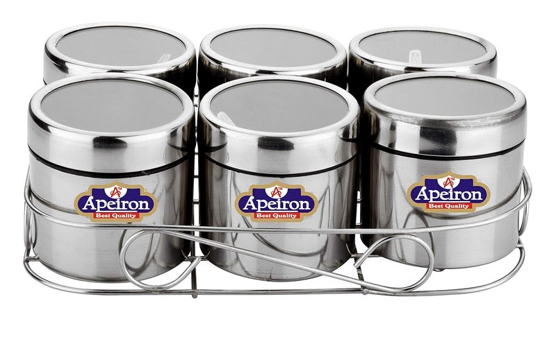 Apeiron MasalaMultipurpose Dabba with Wire Stand Big Pack of 6 - Image 1