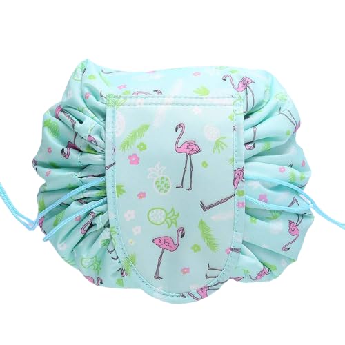 Nirvik Womens Convenient and Waterproof Multifunction Portable Lazy Travel Cosmetic Storage Makeup Organizer Toiletry Bag with Drawstrings Green Duck - Image 1