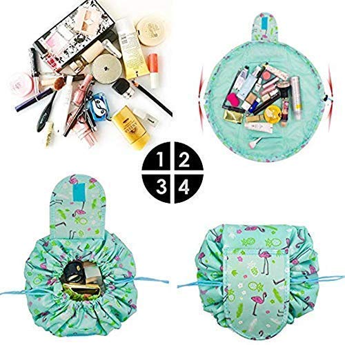 Nirvik Womens Convenient and Waterproof Multifunction Portable Lazy Travel Cosmetic Storage Makeup Organizer Toiletry Bag with Drawstrings Green Duck - Image 4