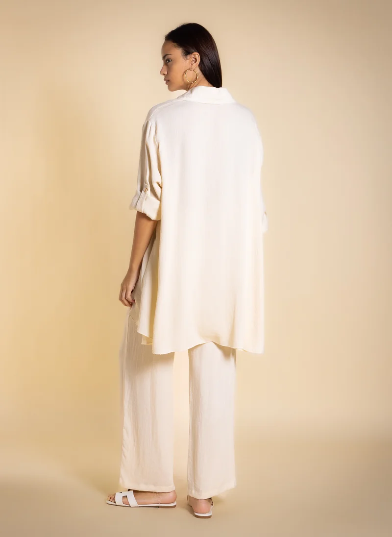 Shapes Beige COTTON BLEND FLOWING SHIRT SET for Women | Best Price UAE