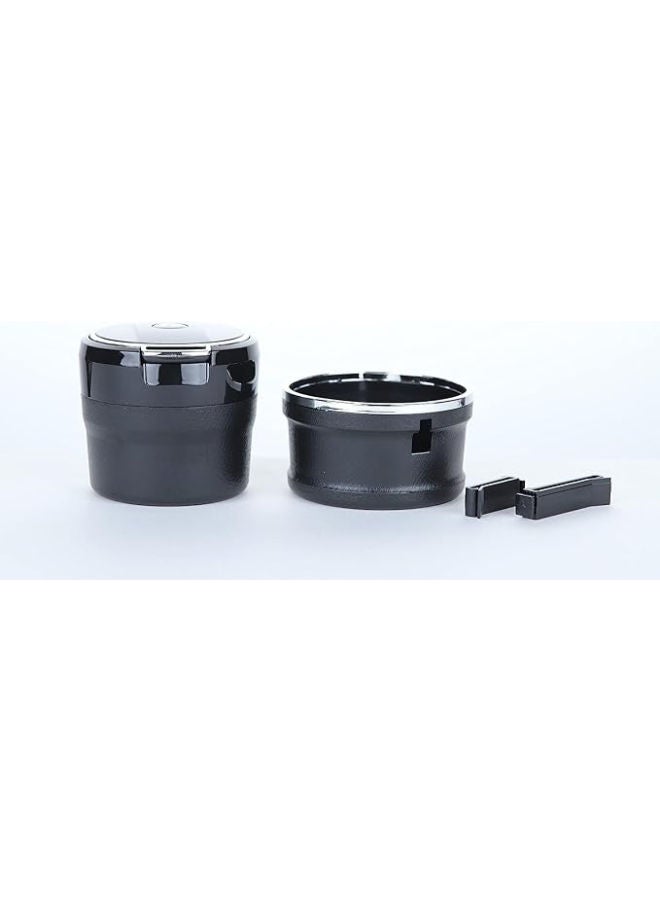 Adjustable Smokeless Car Ashtray with Lid Smell Proof with LED Light with All,ceramic Interior , Cup holder size , Detachable and Portable, Huyndai, Black and Silver - Image 3