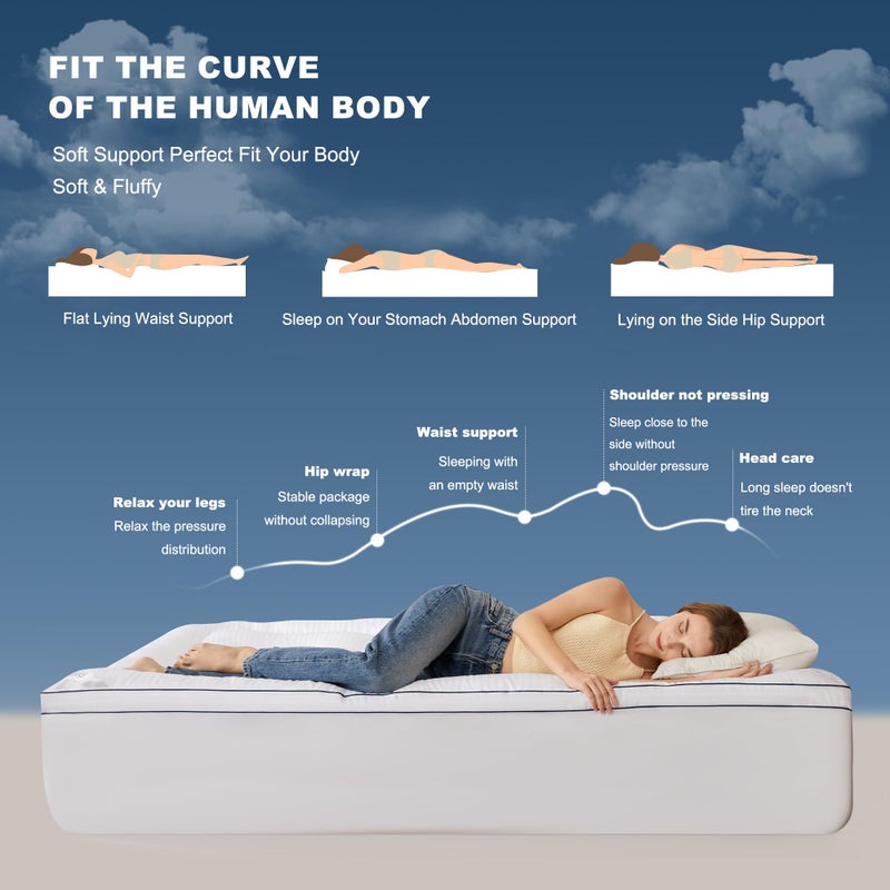 BEDLORE California King Mattress Topper, Thick Pillow Top Pad for Back Pain Relief, Cooling Soft Mattress Cover with Deep Pockets 6-18 inch - Image 3