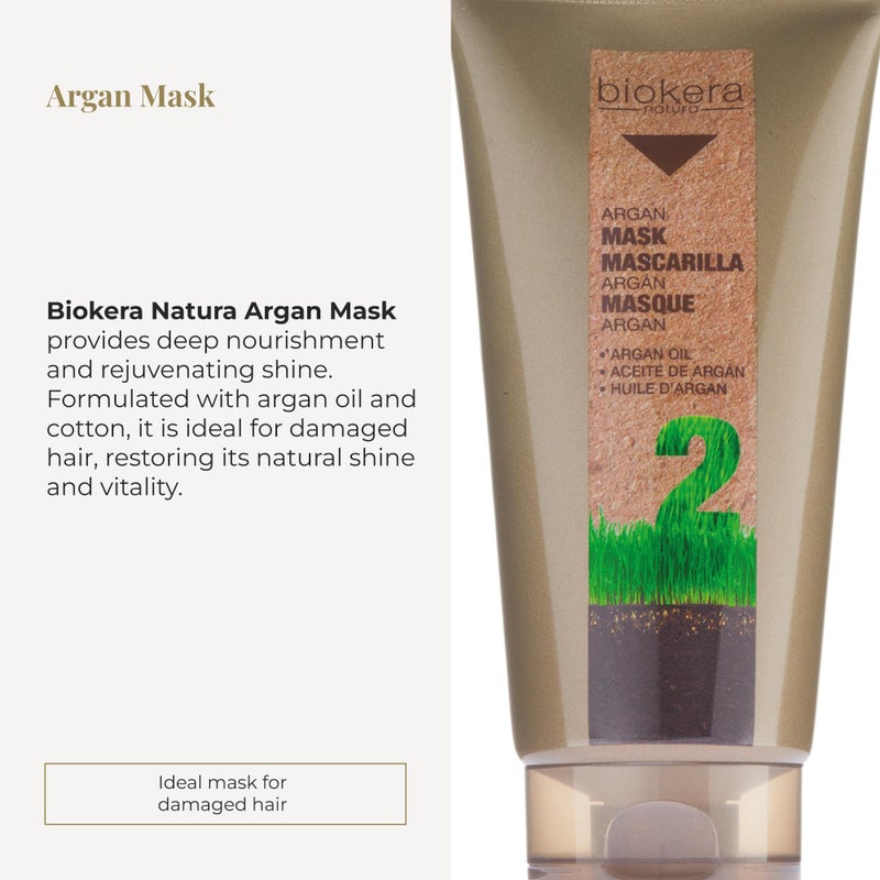 SALERM - Hair Mask - Argan Mask Biokera Natura - 200 ml - for Damaged Hair - with Argan and Cotton Oil - Deep Hydration - Helps Mantain Hair's Natural Vitality - Image 2