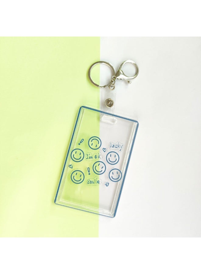 NIBEMINENT 1 - Piece Smiling Face Kpop Photo Card Holder Pendant Key Chain ID Badge Holder ID Card Holder Photo Card Protector for School ID Office ID Access Card for Women Girls