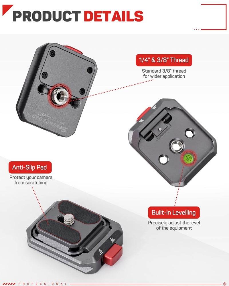 IFOOTAGE Q38 Quick Release Plate, Camera Quick Release Tripod Mount Adapter with 1/4" Screw, QR Adapter for Sony Canon DSLR, Tripods, Monopods, Sliders, Stablizers, Monitors - Image 3