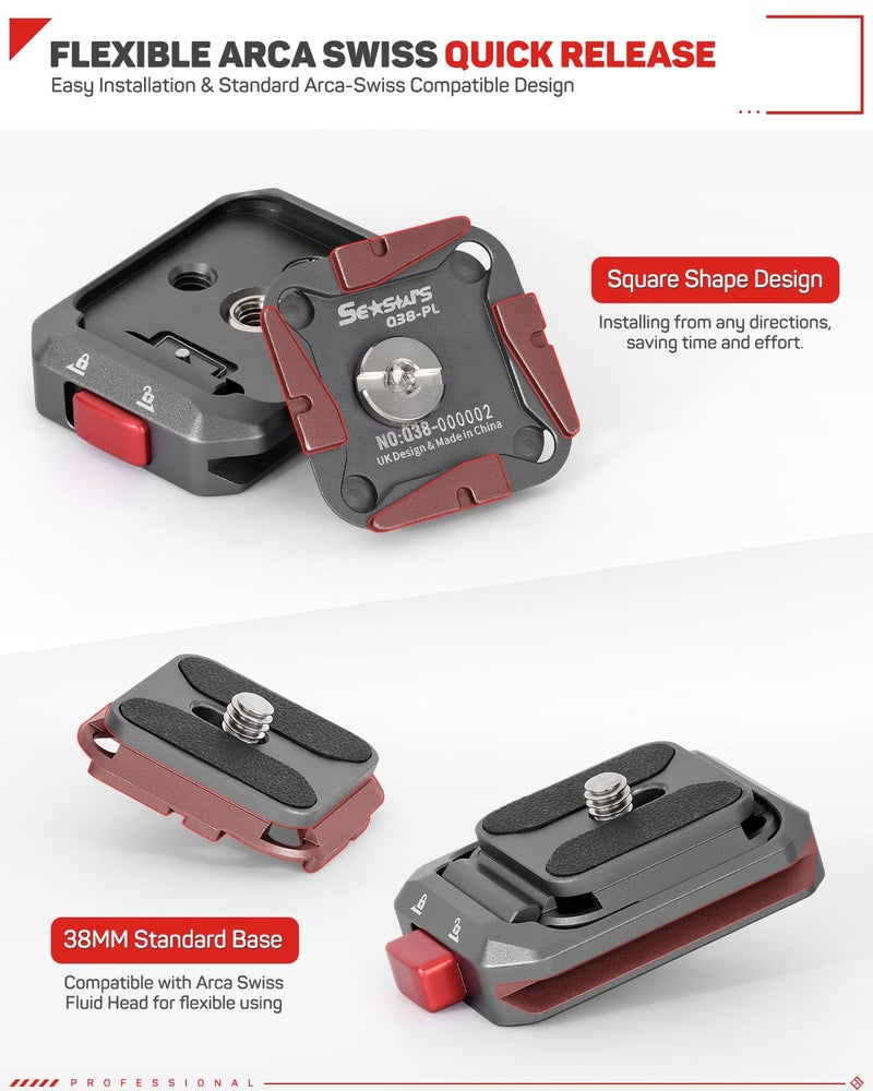 IFOOTAGE Q38 Quick Release Plate, Camera Quick Release Tripod Mount Adapter with 1/4" Screw, QR Adapter for Sony Canon DSLR, Tripods, Monopods, Sliders, Stablizers, Monitors - Image 4