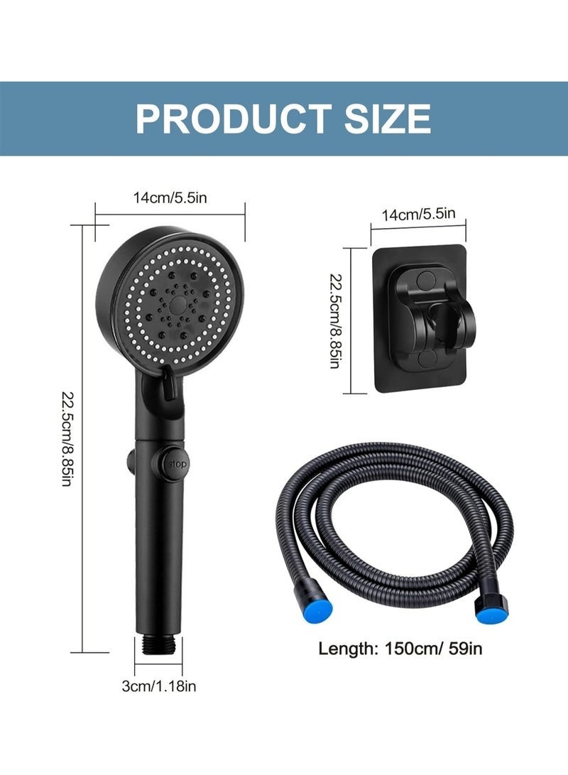Bukela Shower Head Set, Complete Shower Set with 1.5M Hose & Modern Handheld Design,Shower Set, 5x9cm Shower Head, 8x12cm Holder, 5 Jet Types for Spa & Bathing - Image 2