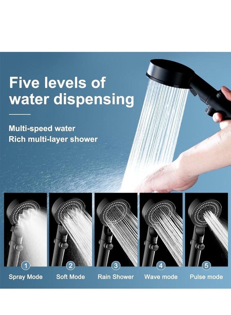 Bukela Shower Head Set, Complete Shower Set with 1.5M Hose & Modern Handheld Design,Shower Set, 5x9cm Shower Head, 8x12cm Holder, 5 Jet Types for Spa & Bathing - Image 3