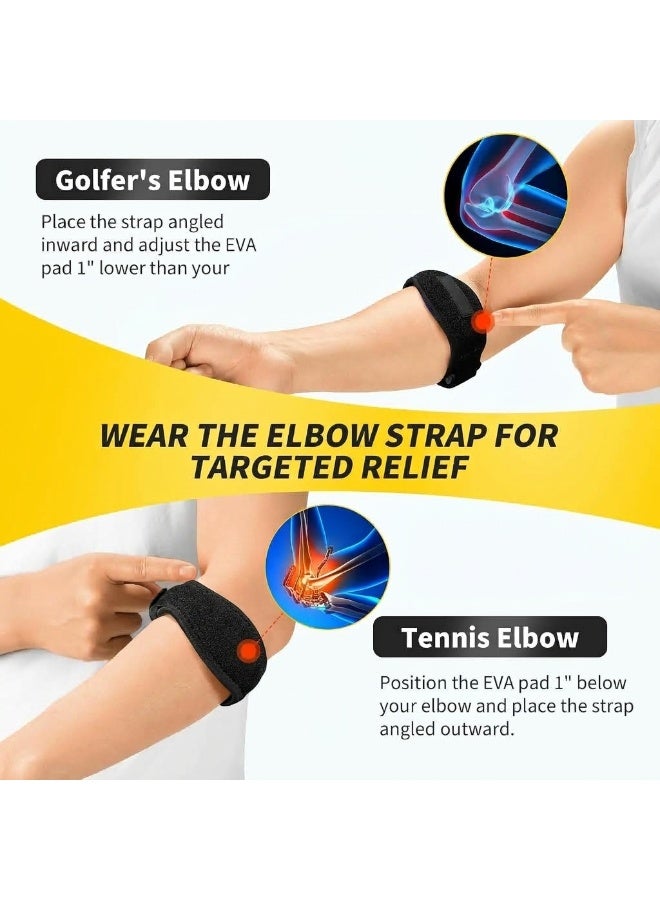 RADIANCES 2 Pack Adjustable Elbow Brace – Targeted Support for Tennis Elbow, Golfer's Elbow, Tendonitis, Arthritis, Bursitis, Sprains（Blue） - Image 4