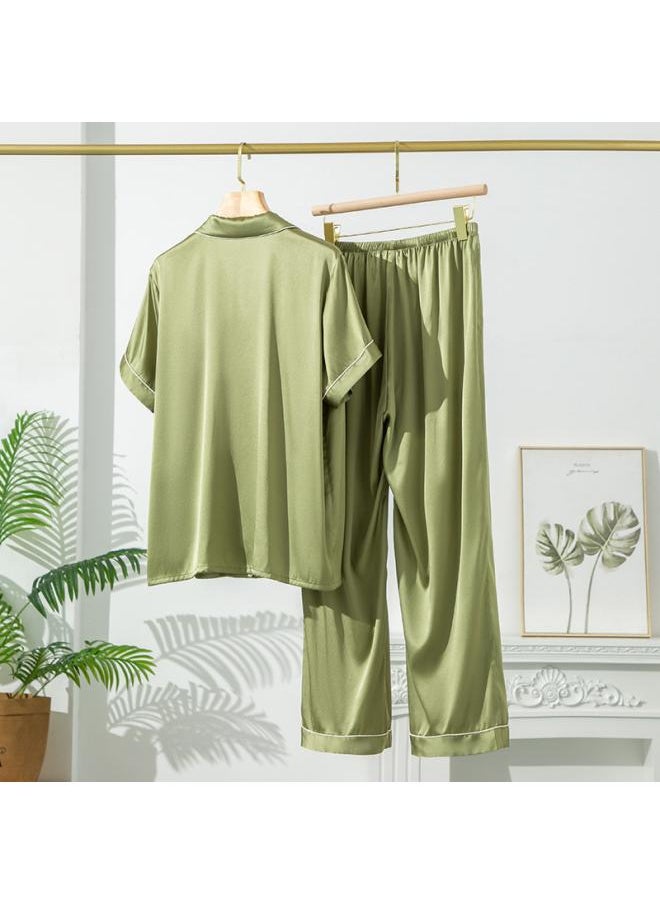 Stretch Plain Crepe Satin Silk Mulberry Silk Pajamas Women's Suit Summer Basic Home Clothes Short-sleeved Trousers Plus Size Light Luxury - pzsku/Z1DA0D56ECAEFB4A70F5DZ/45/_/1730456479/dca8c64b-f5e6-4e08-9898-bf68f7de424e