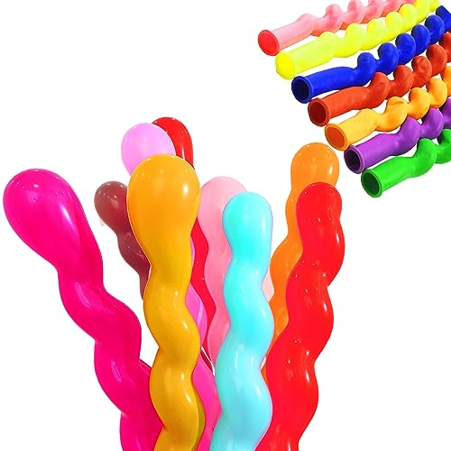 Asonlye Spiral Balloon Mixed Color 100 pcs, 40 Inches Latex Twisted Long Balloon for Boys Girls Birthday Party Decoration - Image 4