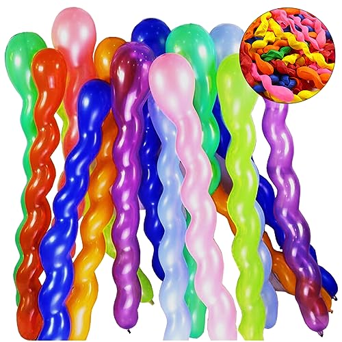 Asonlye Spiral Balloon Mixed Color 100 pcs, 40 Inches Latex Twisted Long Balloon for Boys Girls Birthday Party Decoration - Image 1