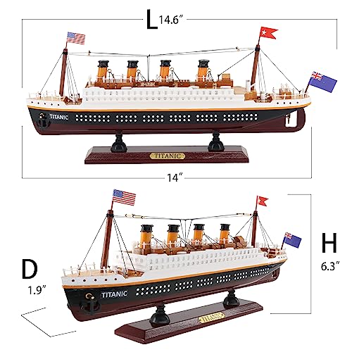 NAUTIMALL RMS Titanic Model Wooden Cruise Ship Model 14" Fully Assembled Display Nautical Home Decoration Sailboat Decor Maritime Gift Decor for Home - Image 2