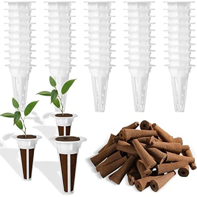 60 Pcs Hydroponic Plant Grow Sponges Pods Kit Root Plant Basket Seed Planting Kit Replacement Pod Cups Pot Hydroponic Pods for Garden Indoor Herb Growing System Petal Style baihuo - Image 1