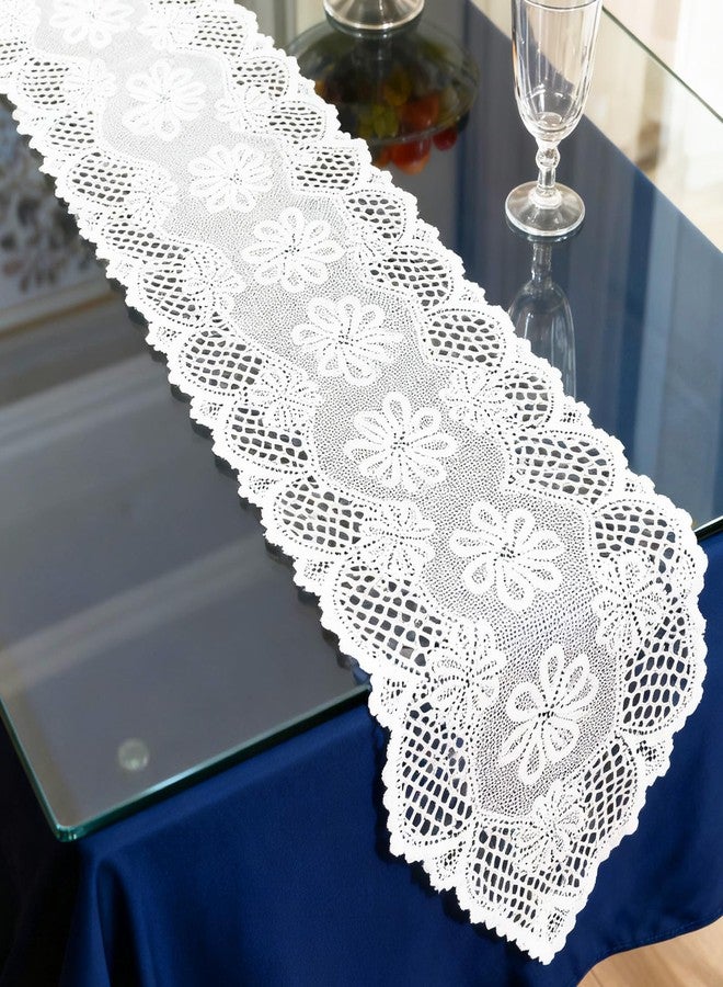 squishy Lace Table Runner, Crochet Table Runner, Embroidered White Lace Placemat for Dining Table and Party Decor - Image 4