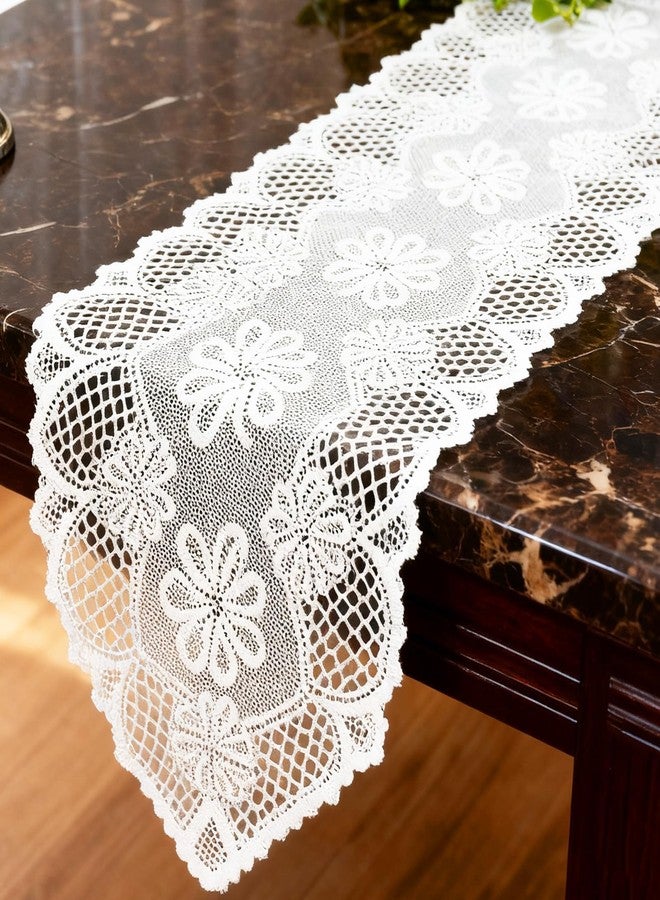 squishy Lace Table Runner, Crochet Table Runner, Embroidered White Lace Placemat for Dining Table and Party Decor - Image 5