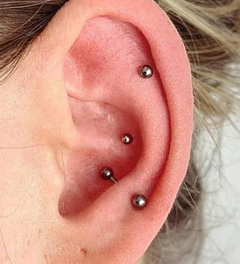 QWALIT Rook Piercing Jewelry Rook Earrings Internally Threaded Eyebrow Piercing Jewelry Eyebrow Rings Eyebrow Piercing Surface Tragus Piercing Jewelry 16g Vertical Labret Lip Jewelry Silver - Image 4